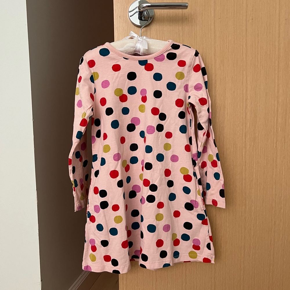 Hanna Andersson A-line dress with side pockets, long sleeve, 100% cotton